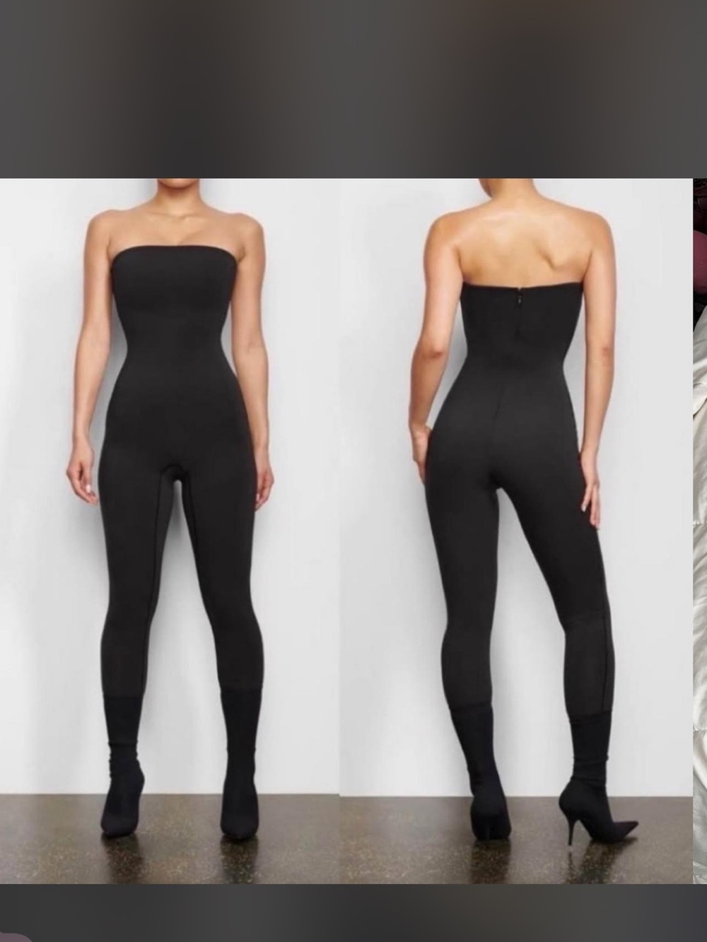 SKIMS Strapless Black Slim Jumpsuit
